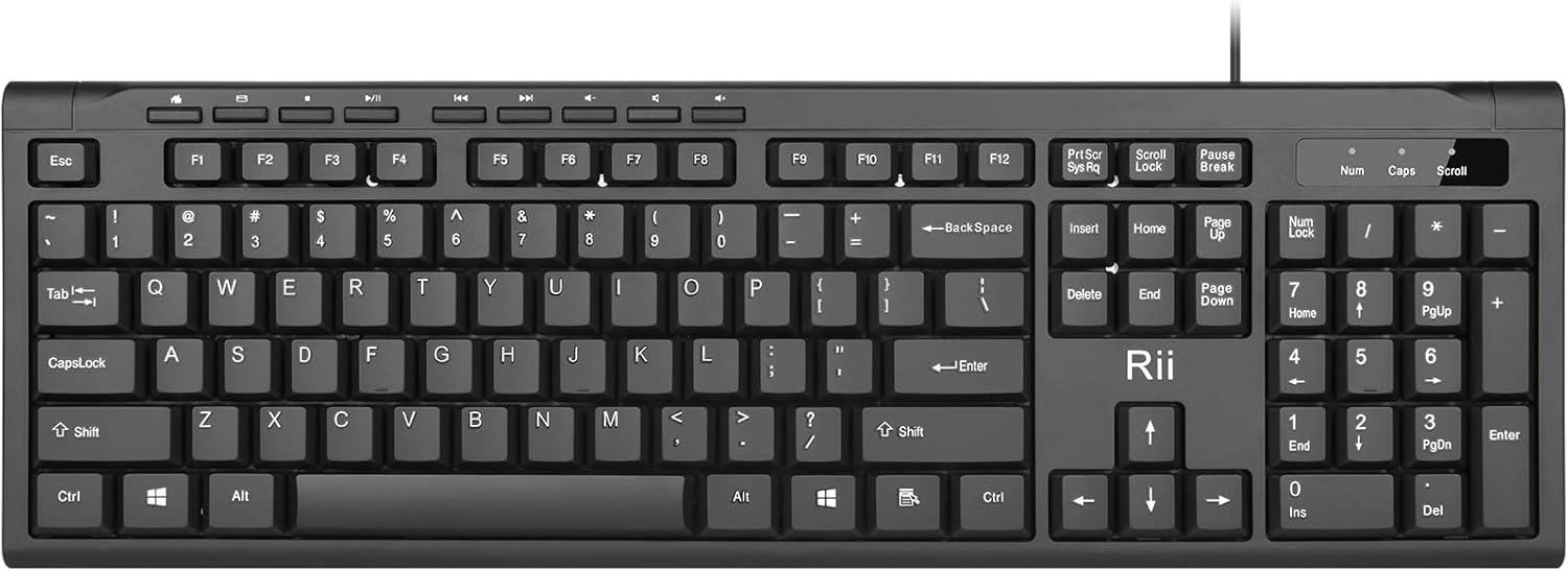 Rii RK907 超薄緊湊型 USB 有線鍵盤