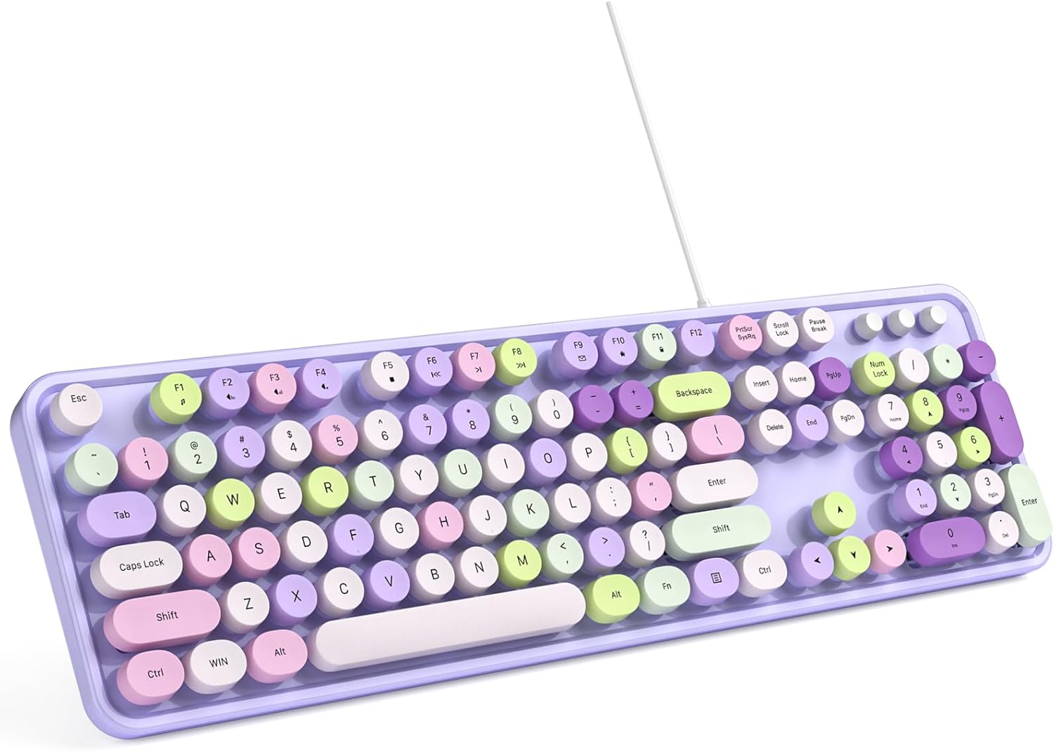 電腦鍵盤 有線即插即用 USB 復古圓形打字機鍵盤